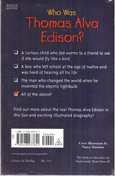 تصویر کتاب داستان توماس ادیسون که بود Who Was Thomas Alva Edison