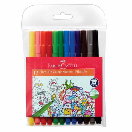 تصویر ماژیک 12 رنگ پلاستیک فابرکاستل کد 155412 Faber Castell)