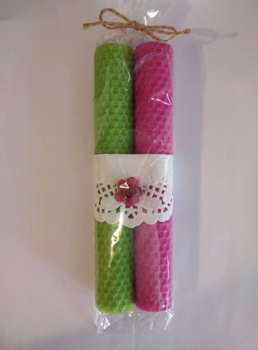 تصویر شمع موم عسل 2عددی بلند