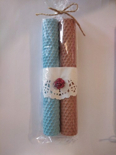 تصویر شمع موم عسل 2عددی بلند