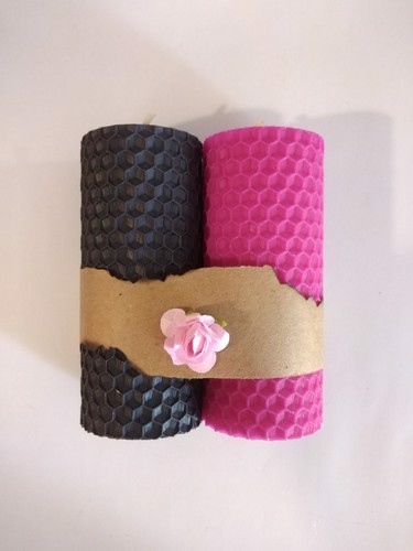 تصویر شمع موم عسل 2عددی کوتاه