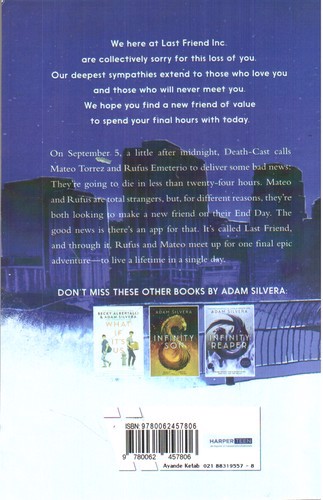 تصویر کتاب They Both Die At The End (هردو در نهایت می میرند)