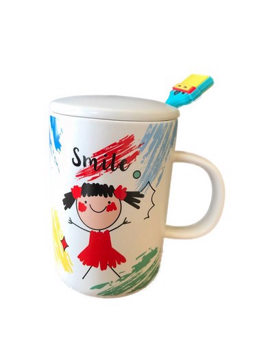 تصویر ماگ دخترانه طرح Smile سفید