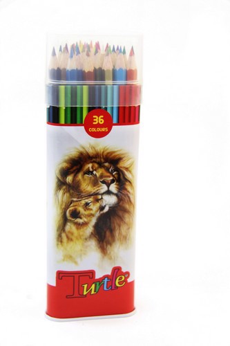 تصویر مداد رنگی 36 رنگ استوانه سه ضلعی لاک پشت