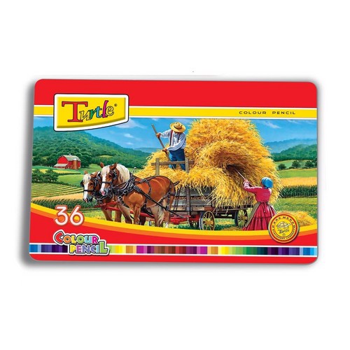 تصویر مداد رنگی 36 رنگ فلزی تخت لاک پشت