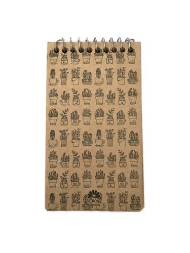 تصویر دفترچه یادداشت کرافت سیمی (طرح گلدان) (فنر بالا)