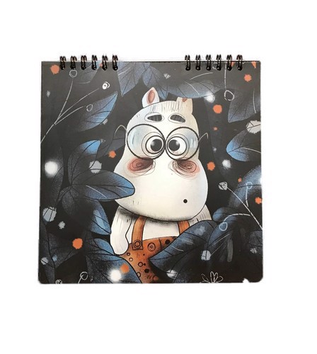 تصویر دفترچه سیمی مشکی 40 برگ (طرح اسب آبی) (کد 21002)