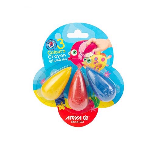 تصویر مداد شمعی کرایون دوکی 3 رنگ آریا 