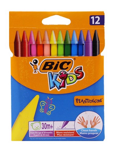 تصویر مداد شمعی 12 رنگ پلاستی دکور بیک