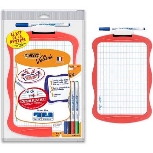 تصویر تخته وایت برد به همراه پاک کن و ماژیک بیک (گلبهی)