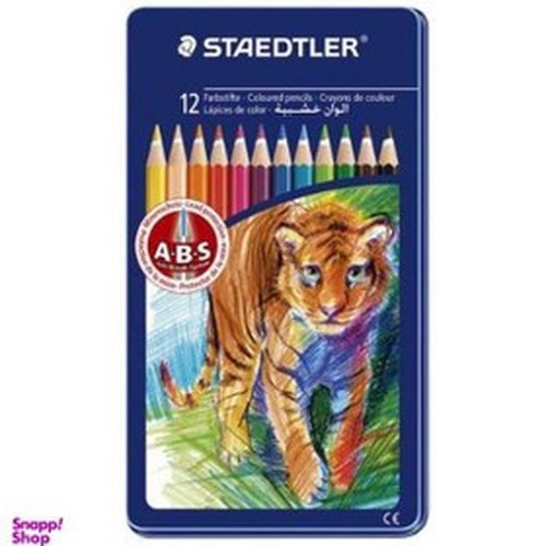 تصویر مداد رنگی 12 عددی جعبه فلزی سافت استدلر کد 145