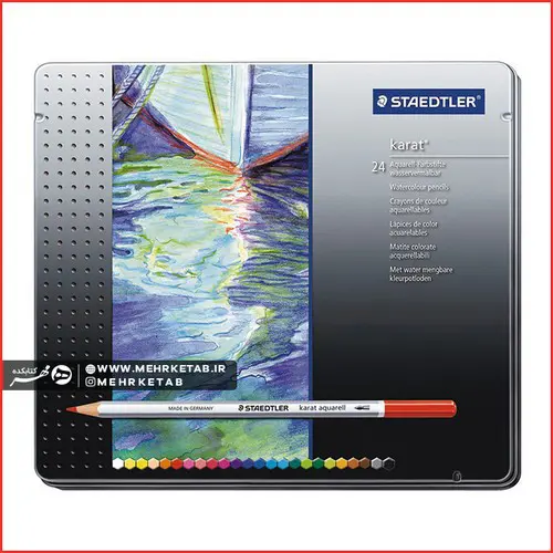تصویر مداد رنگی 24 رنگ جعبه فلزی کارات استدلر کد 125M24