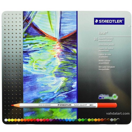 تصویر مداد رنگی 36 رنگ جعبه فلزی کارات استدلر کد 125M36