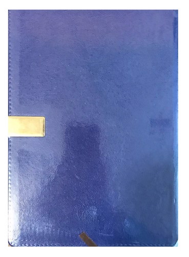 تصویر دفتر یادداشت خط دار لب طلا چرم کشدار (سرمه ای)