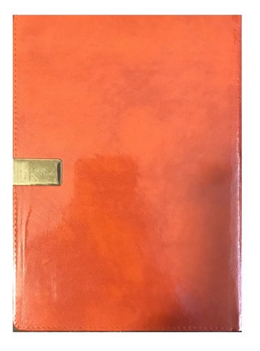 تصویر دفتر یادداشت خط دار لب طلا چرم کشدار (نارنجی)