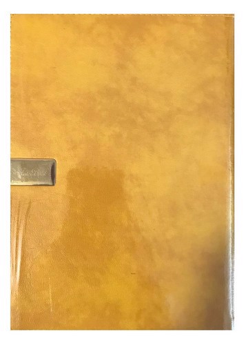 تصویر دفتر یادداشت خط دار لب طلا چرم کشدار (خردلی)