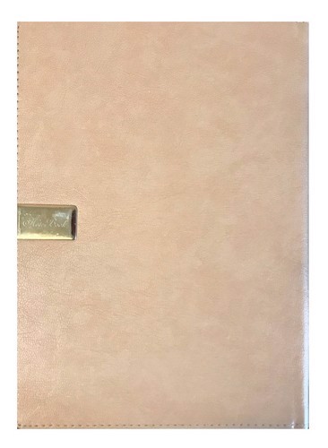 تصویر دفتر یادداشت خط دار لب طلا چرم کشدار (کرم)