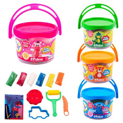 تصویر خمیر بازی 6 رنگ سطلی پالمو