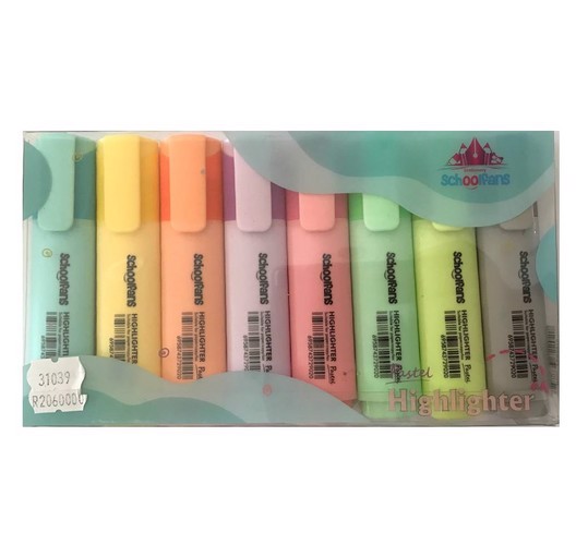تصویر هایلایتر 8 عددی پاستلی اسکول فنس 