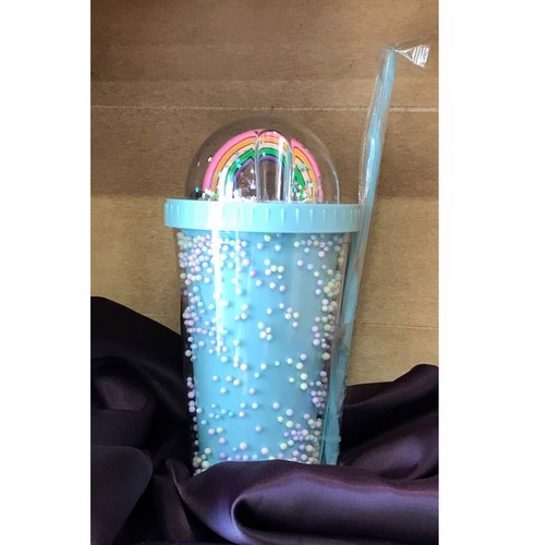 تصویر قمقمه اسموتی (طرح رنگین کمان آبی)