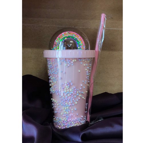 تصویر قمقمه اسموتی (طرح رنگین کمان صورتی)