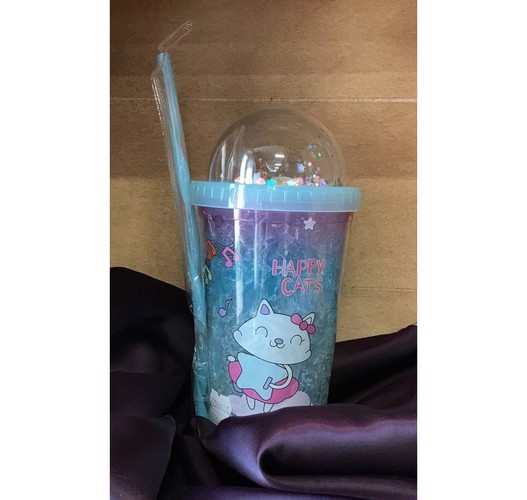 تصویر قمقمه اسموتی (طرح گربه - آبی)