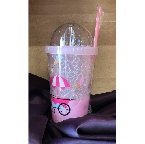 تصویر قمقمه اسموتی (طرح بستنی - صورتی)