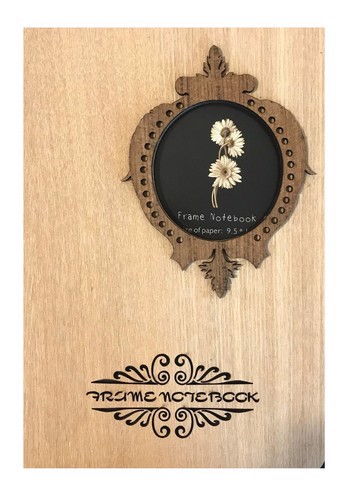 تصویر دفتر یادداشت جلد چوبی سایز بزرگ (طرح گل)