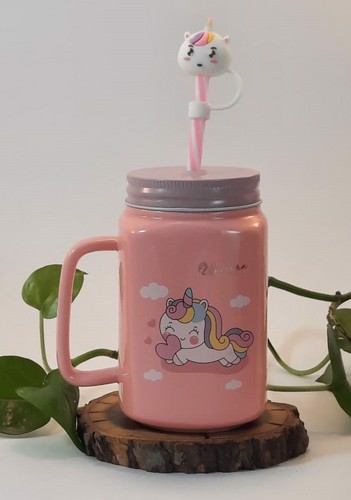 تصویر ماگ اسب تک شاخ در فلزی صورتی