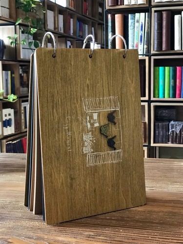 تصویر دفترچه جلد چوبی بزرگ کد  5065