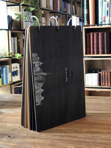 تصویر دفترچه جلد چوبی بزرگ کد  5062