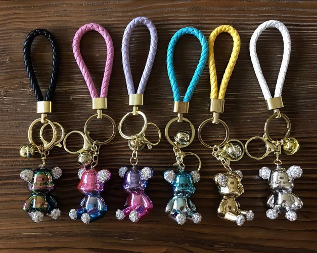 تصویر جاکلیدی آکواریومی فانتزی خرس نگین دار بند چرم (کد 74729)