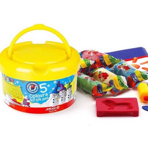 تصویر خمیر بازی سطلی 5 رنگ آریا