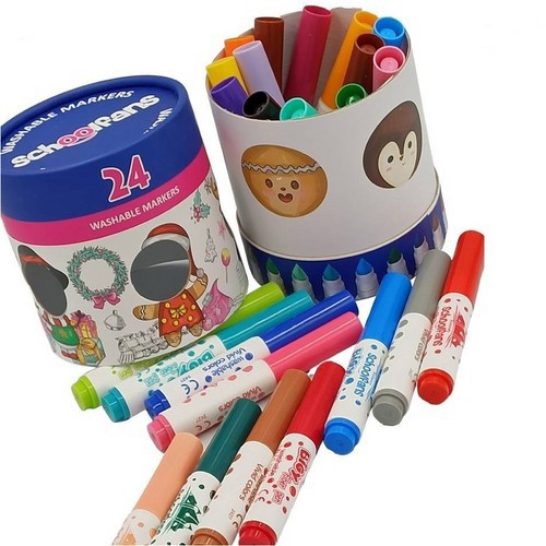 تصویر ماژیک 24 رنگ جامبو پازلی استوانه اسکول فنس (کد 92403)