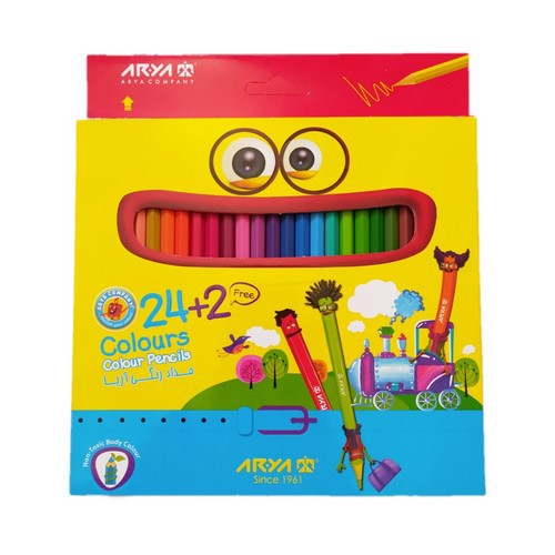 تصویر مداد رنگی 24 عددی جعبه مقوایی 3017 آریا