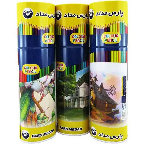 تصویر مداد رنگی 24 عددی استوانه فلزی پارس مداد