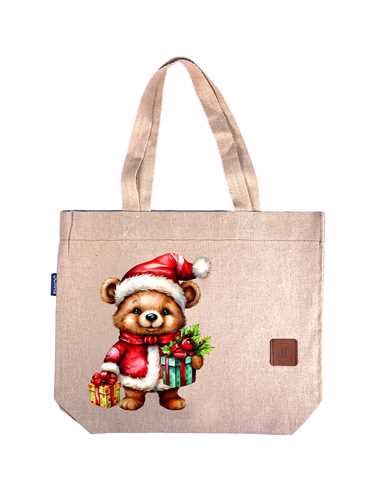 تصویر ساک پارچه ای خرس کلاه دار (39*32)