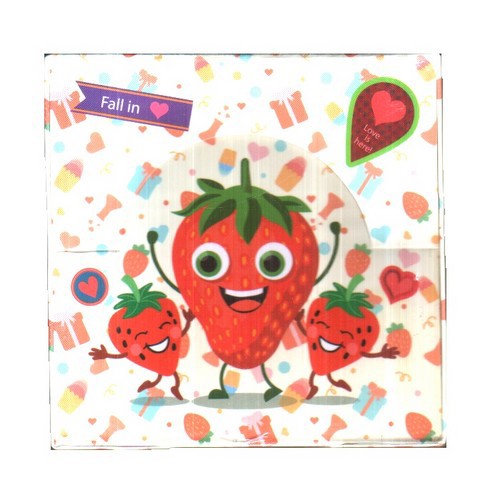 تصویر کاغذ یادداشت 9*9 کینگ (کد 2041) (طرح 8 - توت فرنگی)