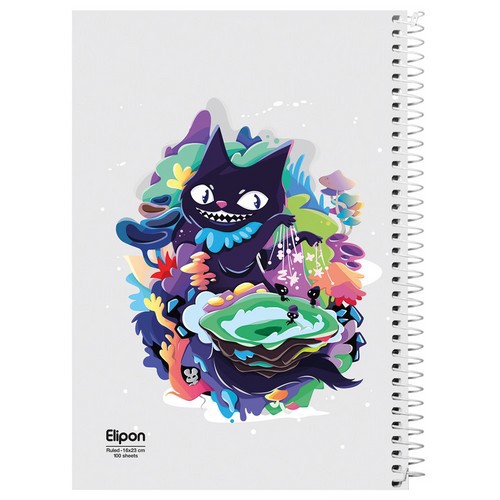 تصویر دفتر 100 برگ خط دار سیمی فانتزی جلدنرم الیپون (کد 2393237)