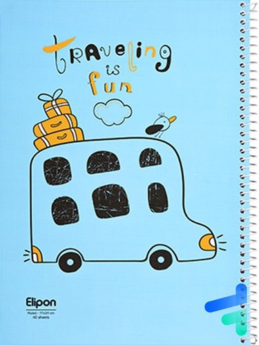 تصویر دفتر 40 برگ خط دار سیمی فانتزی شومیز الیپون (کد 2141312)