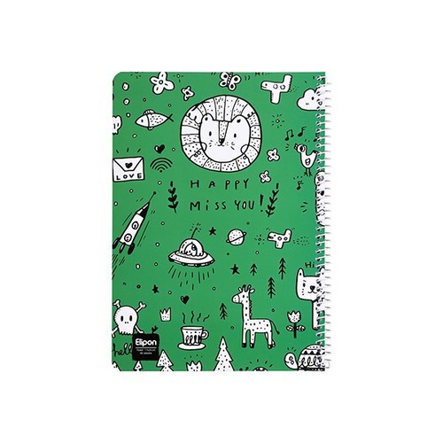 تصویر دفتر 60 برگ خط دار سیمی کلاسیک شومیز الیپون (کد 2211534)