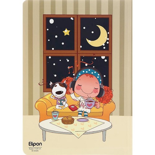 تصویر دفتر 40 برگ تک خط فانتزی شومیز الیپون (کد 2921217)