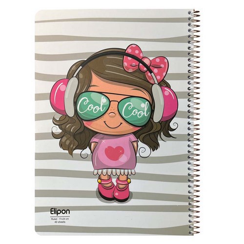 تصویر دفتر 40 برگ خط دار سیمی فانتزی شومیز الیپون (کد 2141207)