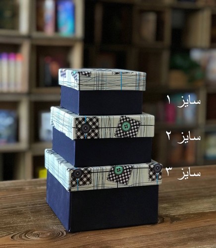 تصویر جعبه کادویی مربع متوسط طرح دکمه (سایز 3)