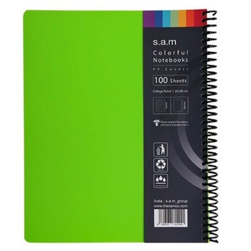 تصویر دفتر رحلی 100 برگ سیمی جلد PP سم (رنگ سبز)