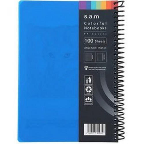 تصویر دفتر رحلی 100 برگ سیمی جلد PP سم (رنگ آبی)