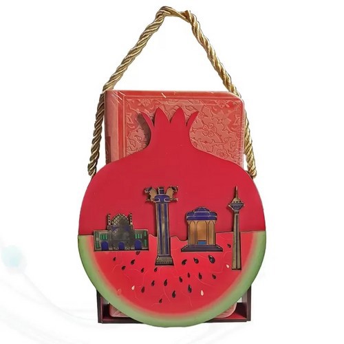 تصویر کتاب حافظ پالتویی چرم با ساک ترکیبی (انار + هندوانه)