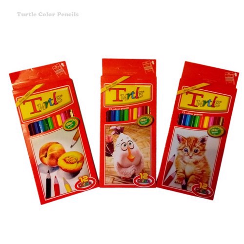 تصویر مداد رنگی 12 رنگ جعبه مقوایی لاک پشت