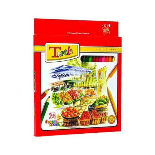 تصویر مداد رنگی 24 رنگ مقوایی لاک پشت